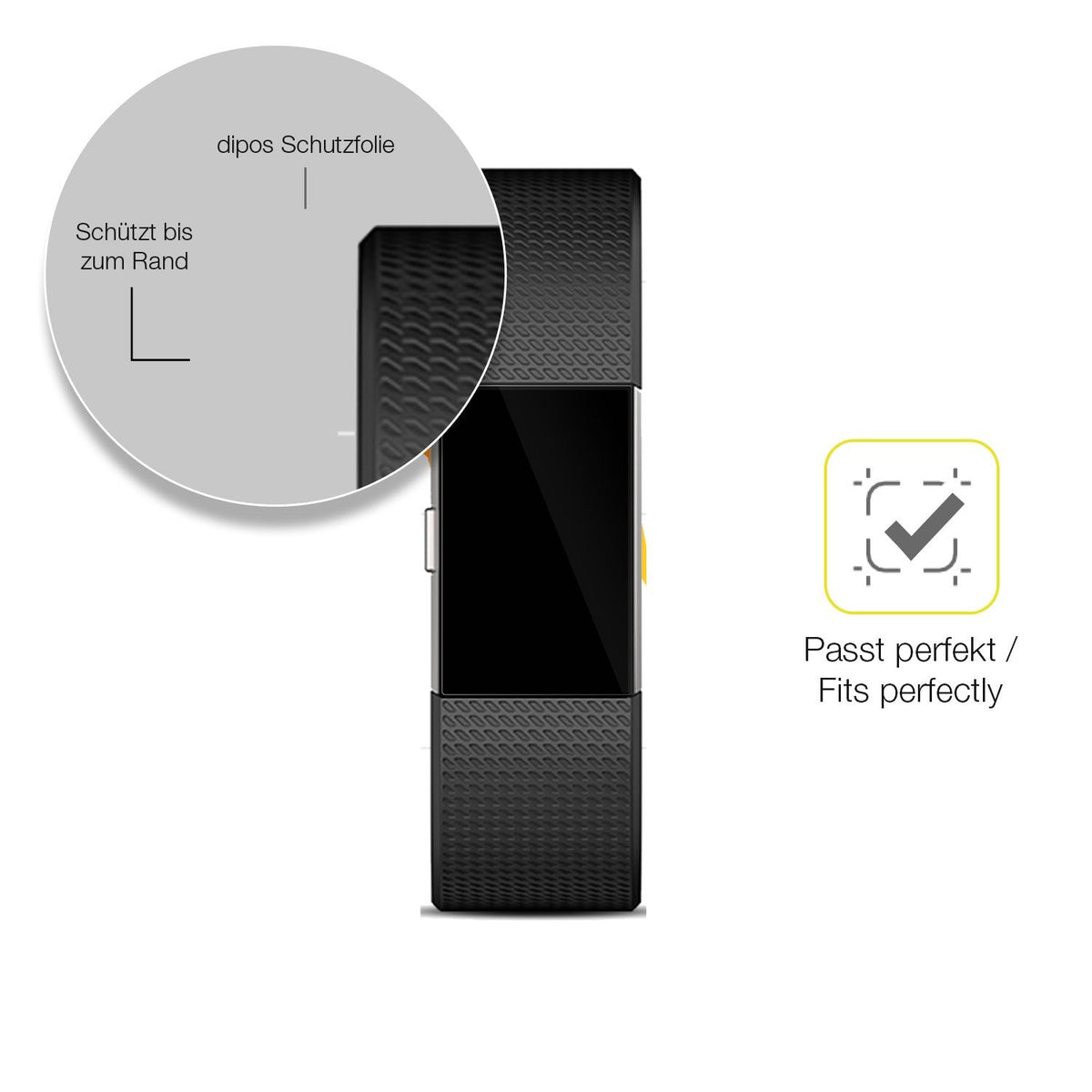 2x 3D Full Cover Schutzfolie für Fitbit Charge 2