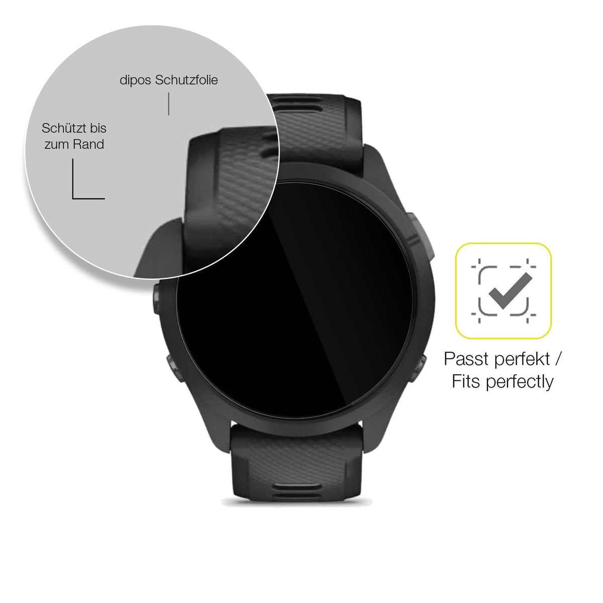 2x 3D Full Cover Schutzfolie für Garmin Forerunner 265s 42mm
