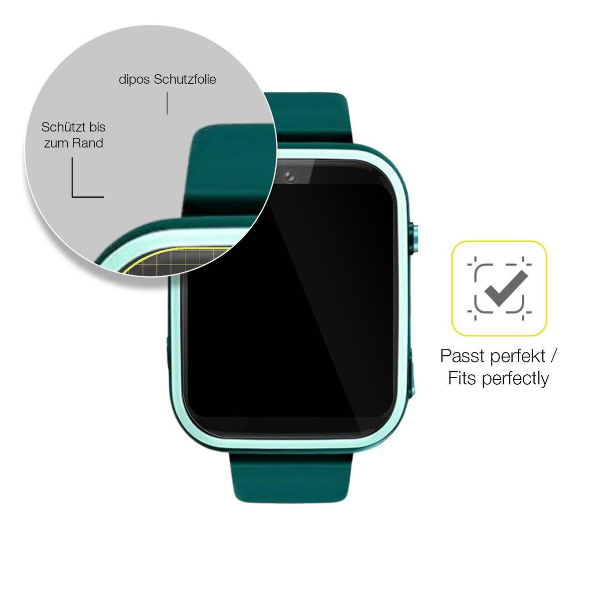 2x 3D Full Cover Schutzfolie für Okyuk T45 Smartwatch Kinder