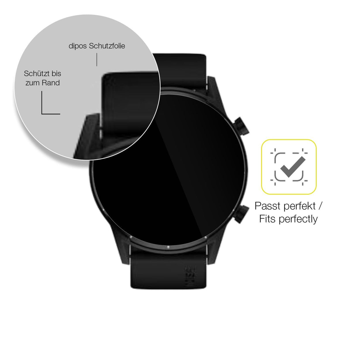 2x 3D Full Cover Schutzfolie für Tecno Watch Pro 2