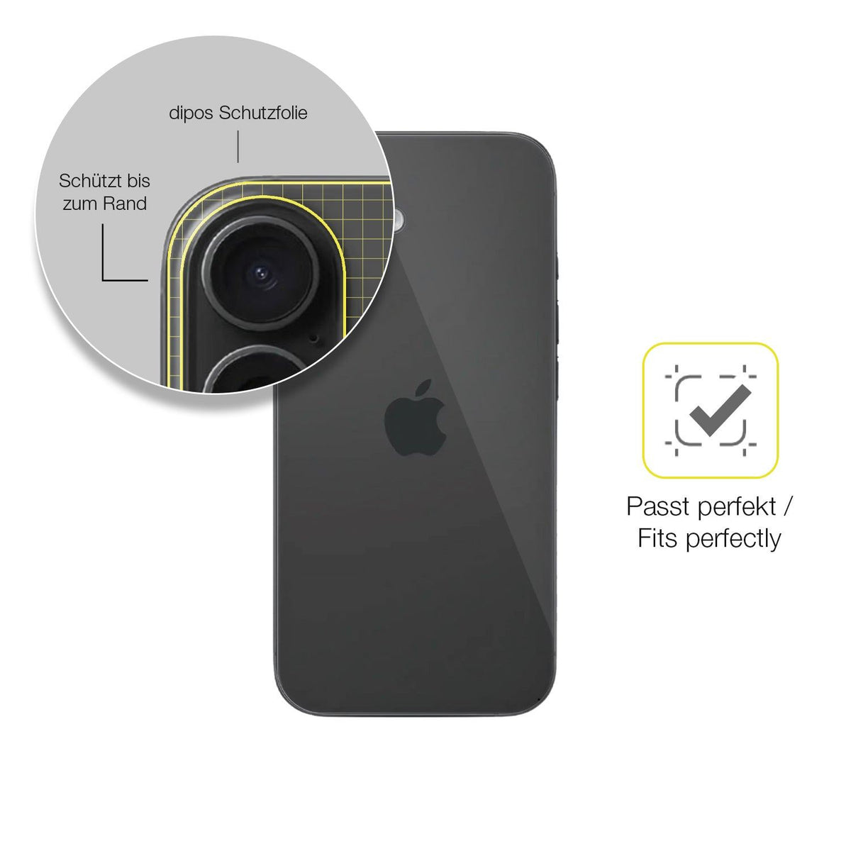 2x 3D Full Cover Schutzfolie für Apple iPhone 16 Rückseite