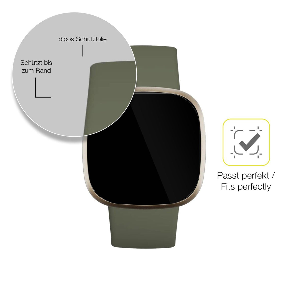 2x 3D Full Cover Schutzfolie für Fitbit Versa 3