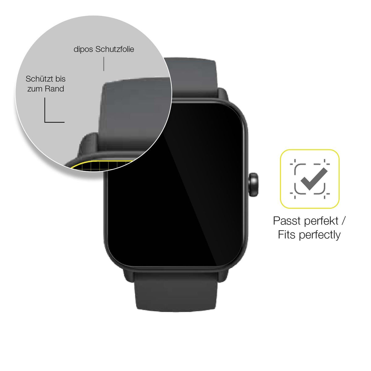 2x 3D Full Cover Schutzfolie für Fitpolo IDW19 Smartwatch