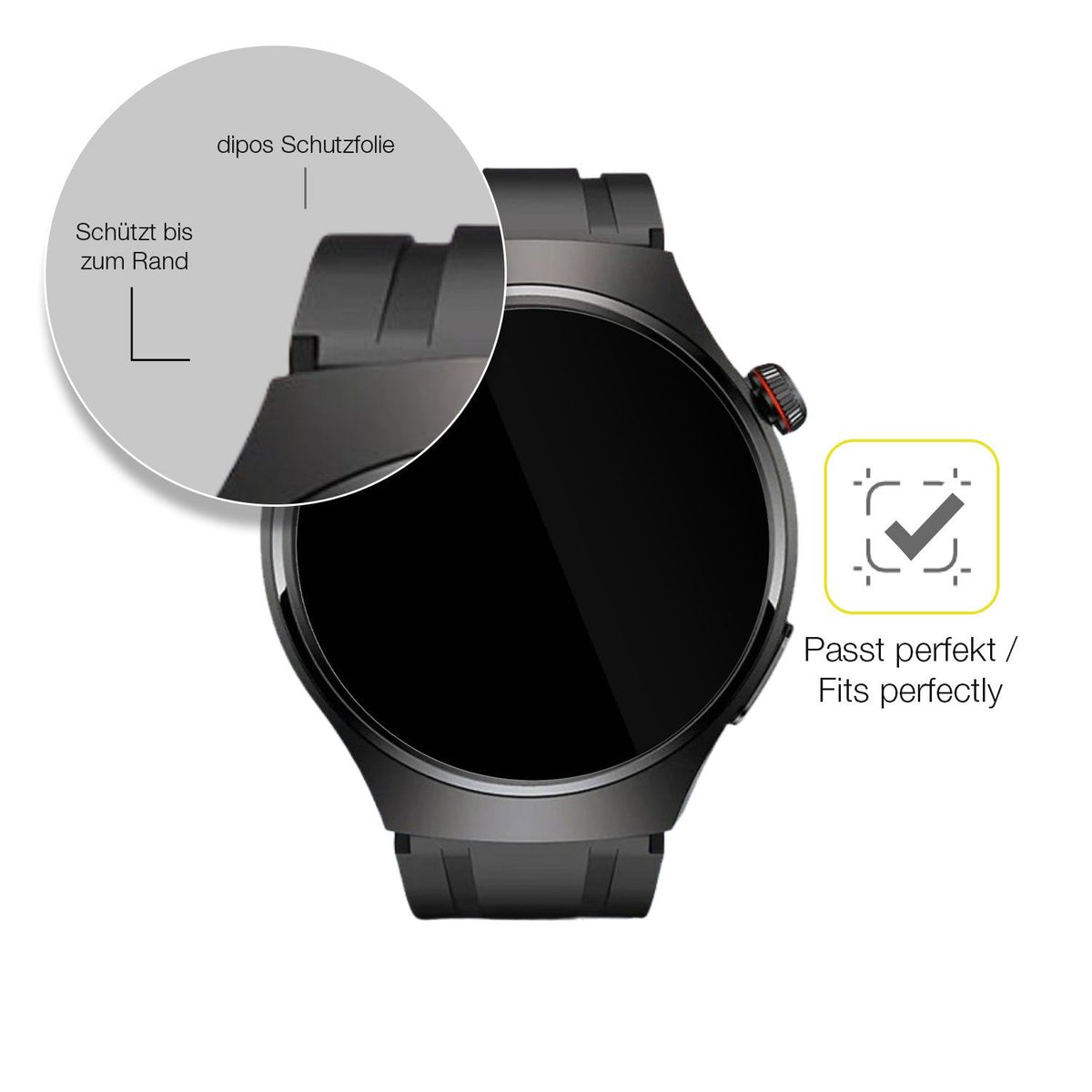 2x 3D Full Cover Schutzfolie für Rollme Hero M7 Smartwatch