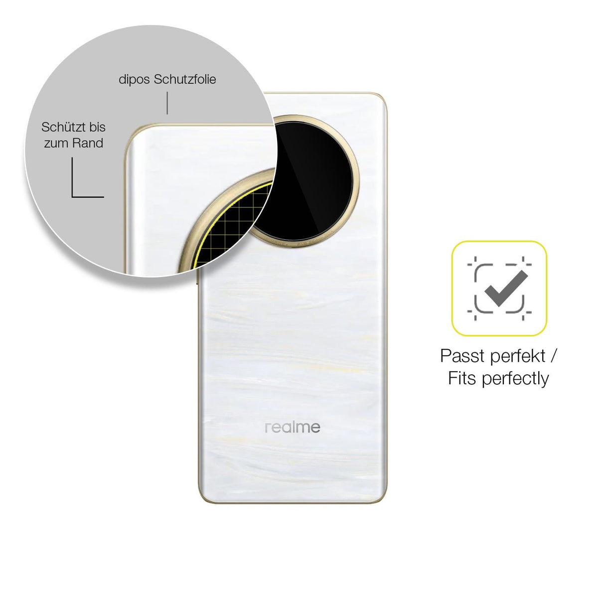 2x 3D Full Cover Schutzfolie für Realme 14 Pro+ Kamera Linse