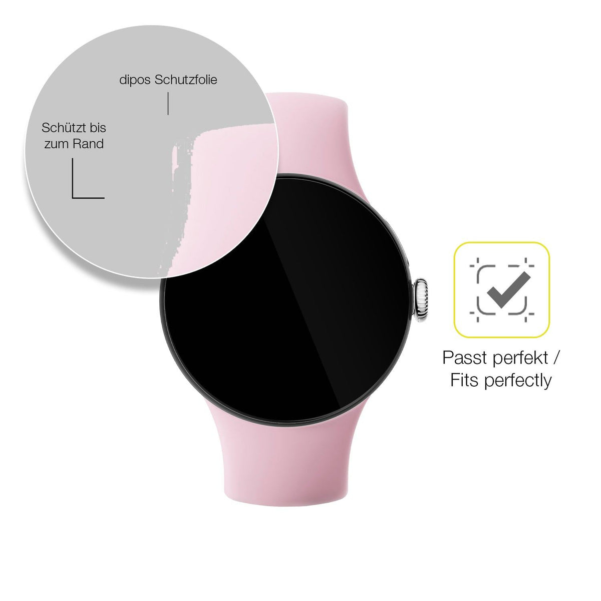2x 3D Full Cover Schutzfolie für Google Pixel Watch 3 41mm