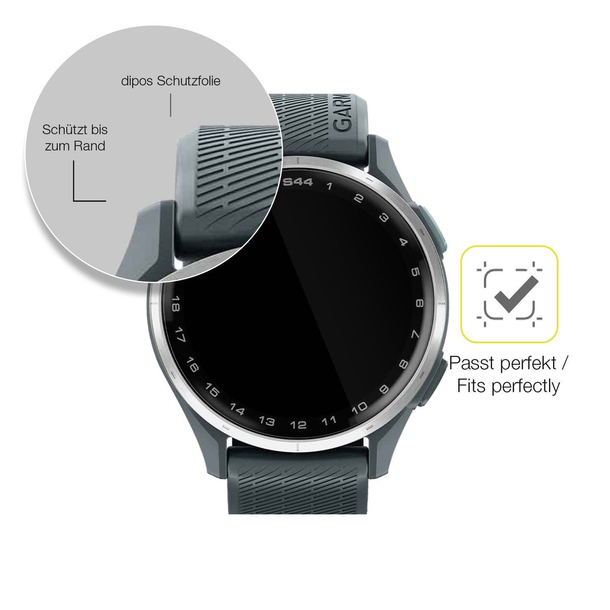 2x 3D Full Cover Schutzfolie für Garmin Approach S44