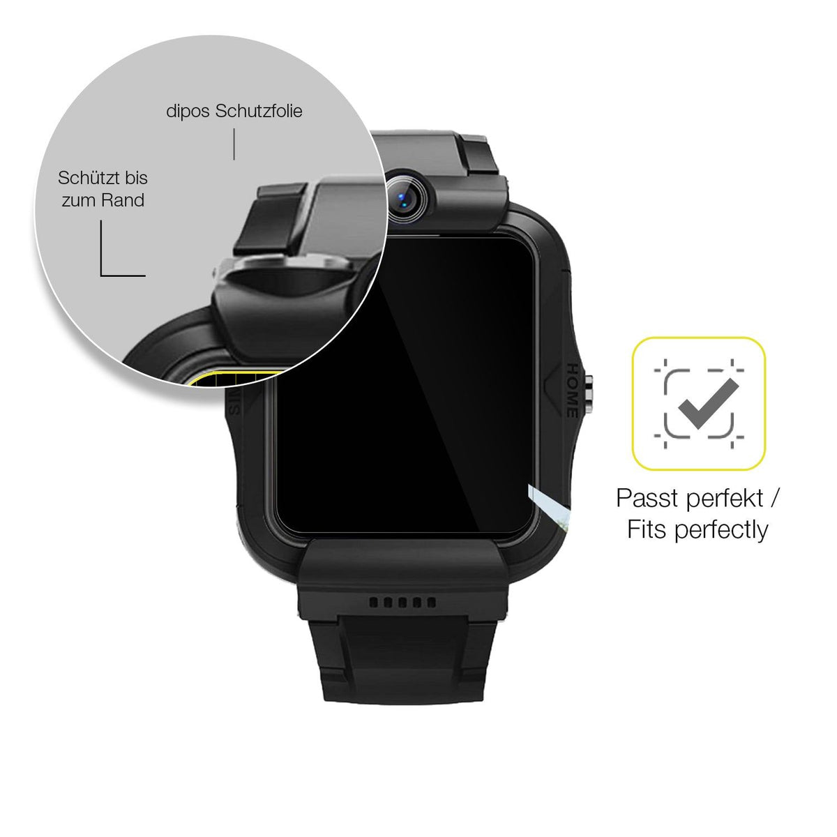 2x 3D Full Cover Schutzfolie für DDIOYIUR Kinder Smartwatch