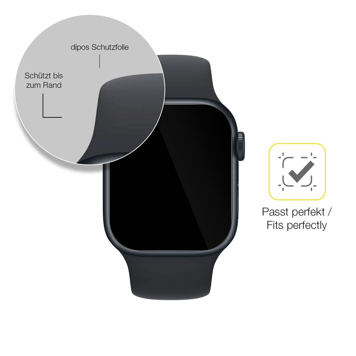 2x 3D Full Cover Schutzfolie für Apple Watch Series 8 45mm
