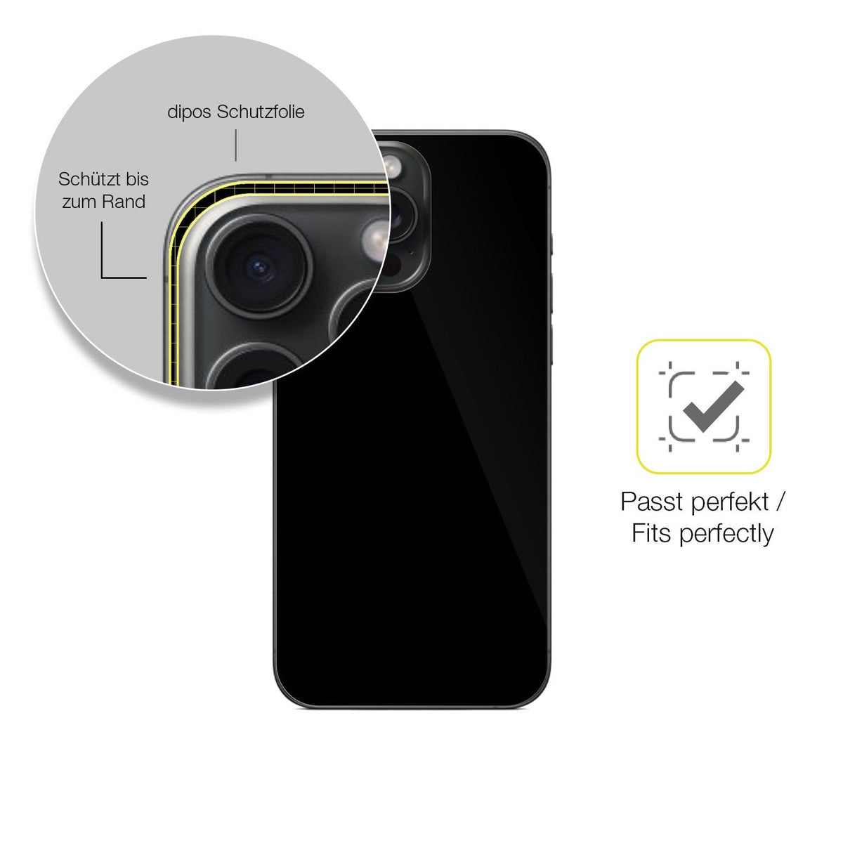 2x 3D Full Cover Schutzfolie für Apple iPhone 15 Pro Max Rückseite