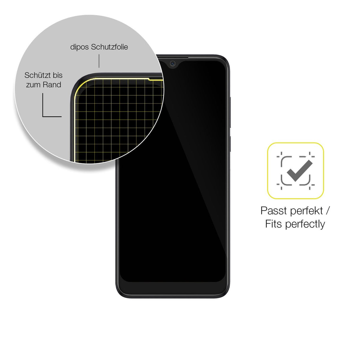 2x 3D Full Cover Schutzfolie für Alcatel 1S 2020