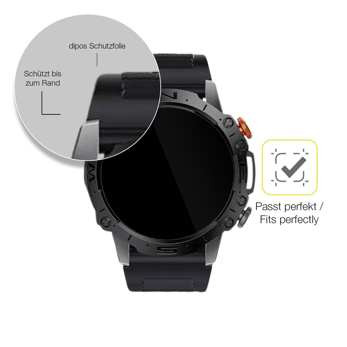 2x 3D Full Cover Schutzfolie für LIGE Smart Sports Watch I10