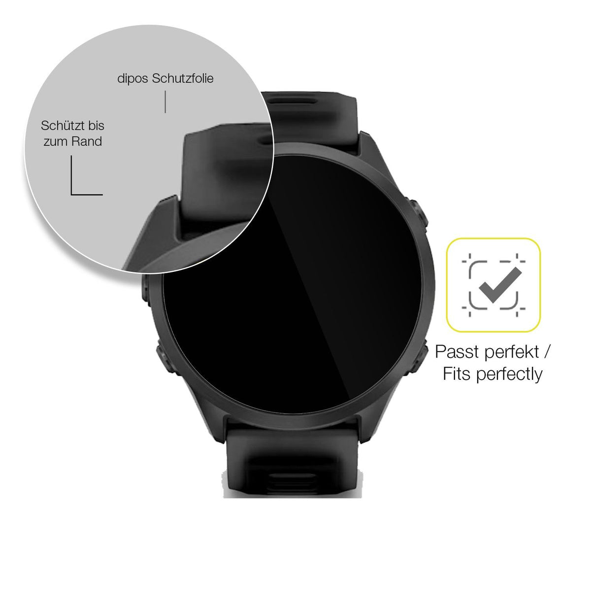 2x 3D Full Cover Schutzfolie für Garmin Forerunner 570 42mm