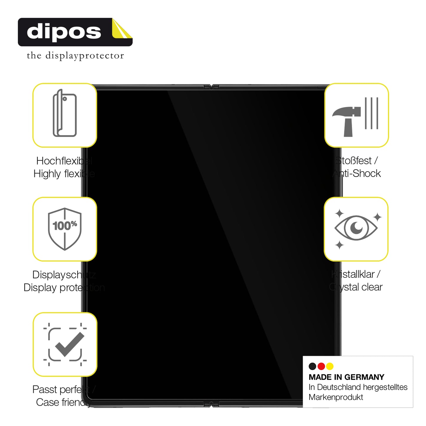 Displayschutz hergestellt in Deutschland, höchste Qualität made in Germany