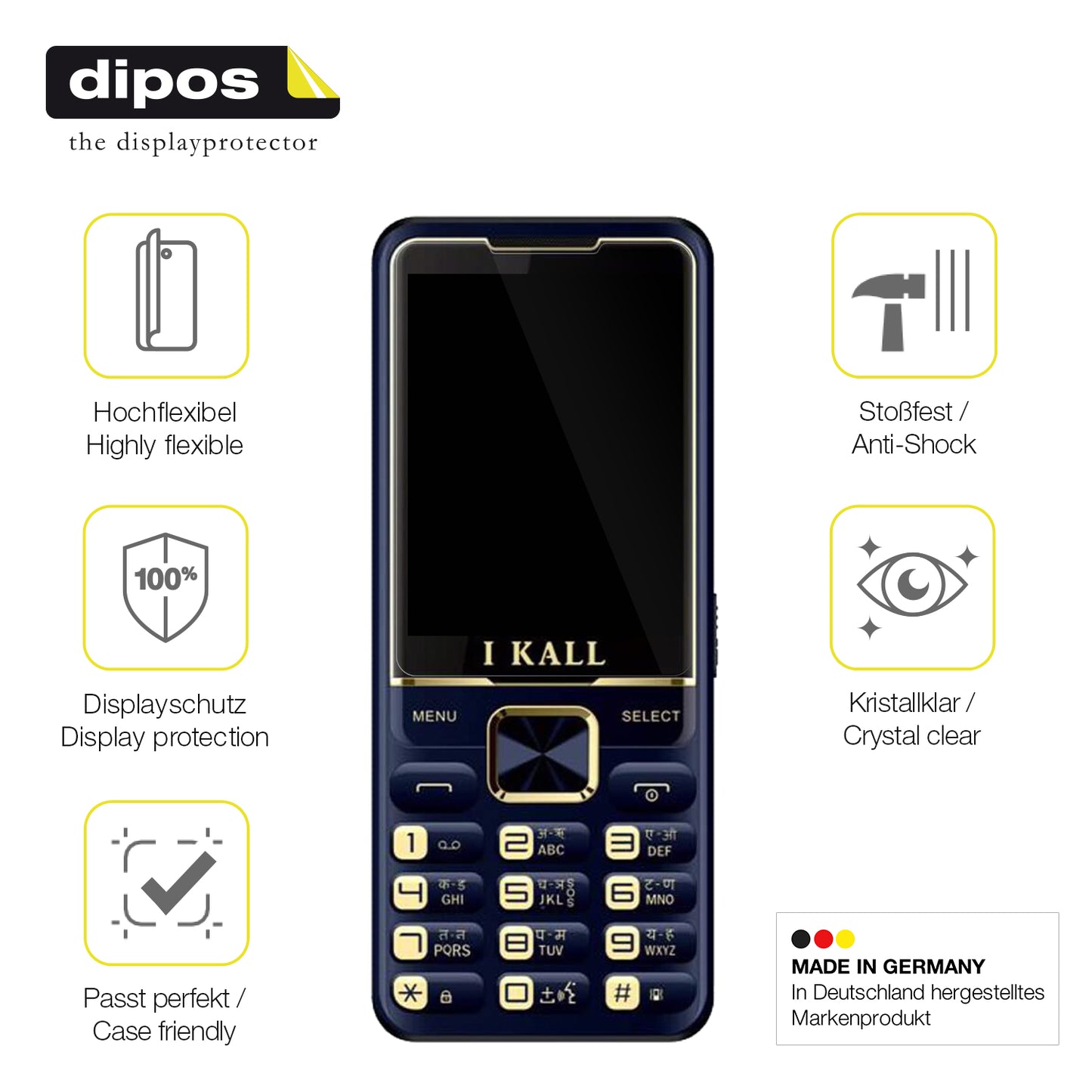 2x 3D Full Cover Schutzfolie für I Kall K20 Pro