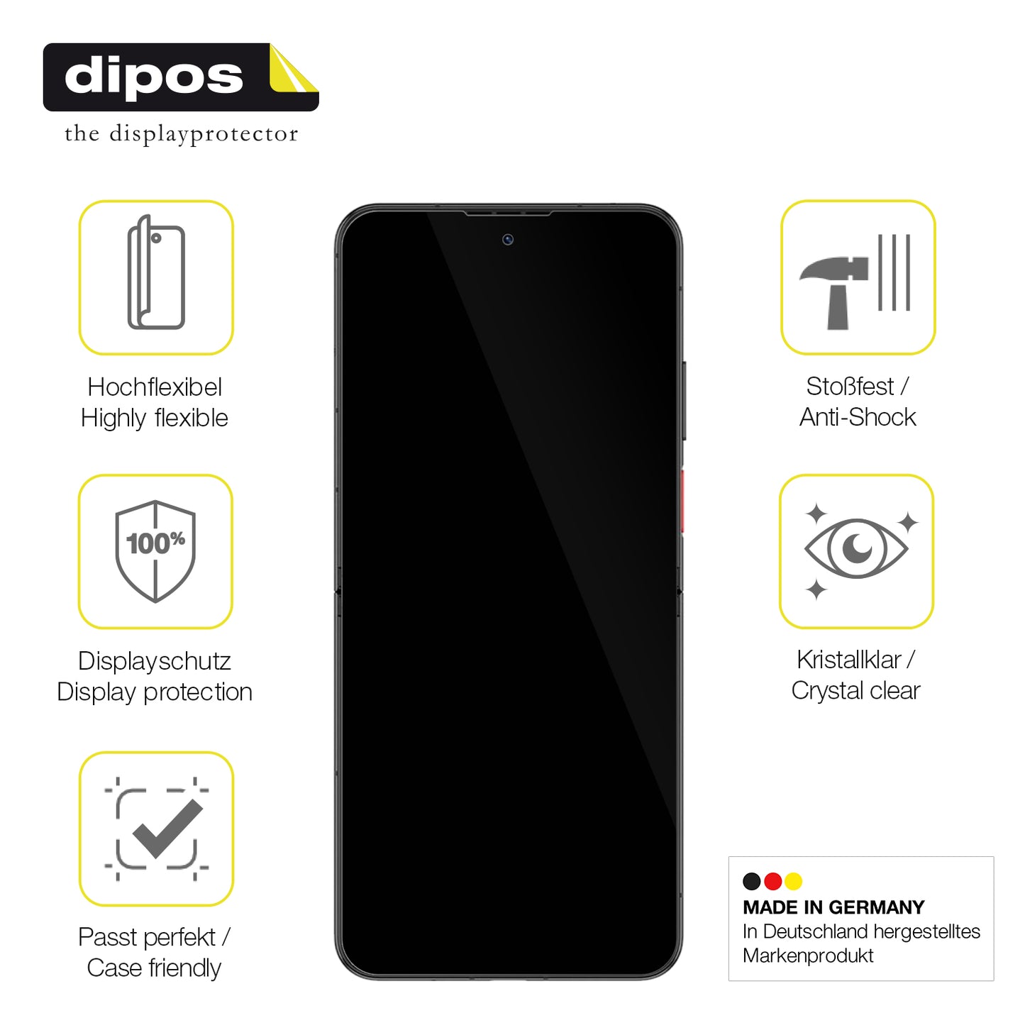 2x 3D Full Cover Schutzfolie für Nubia ZTE Flip 2 5G
