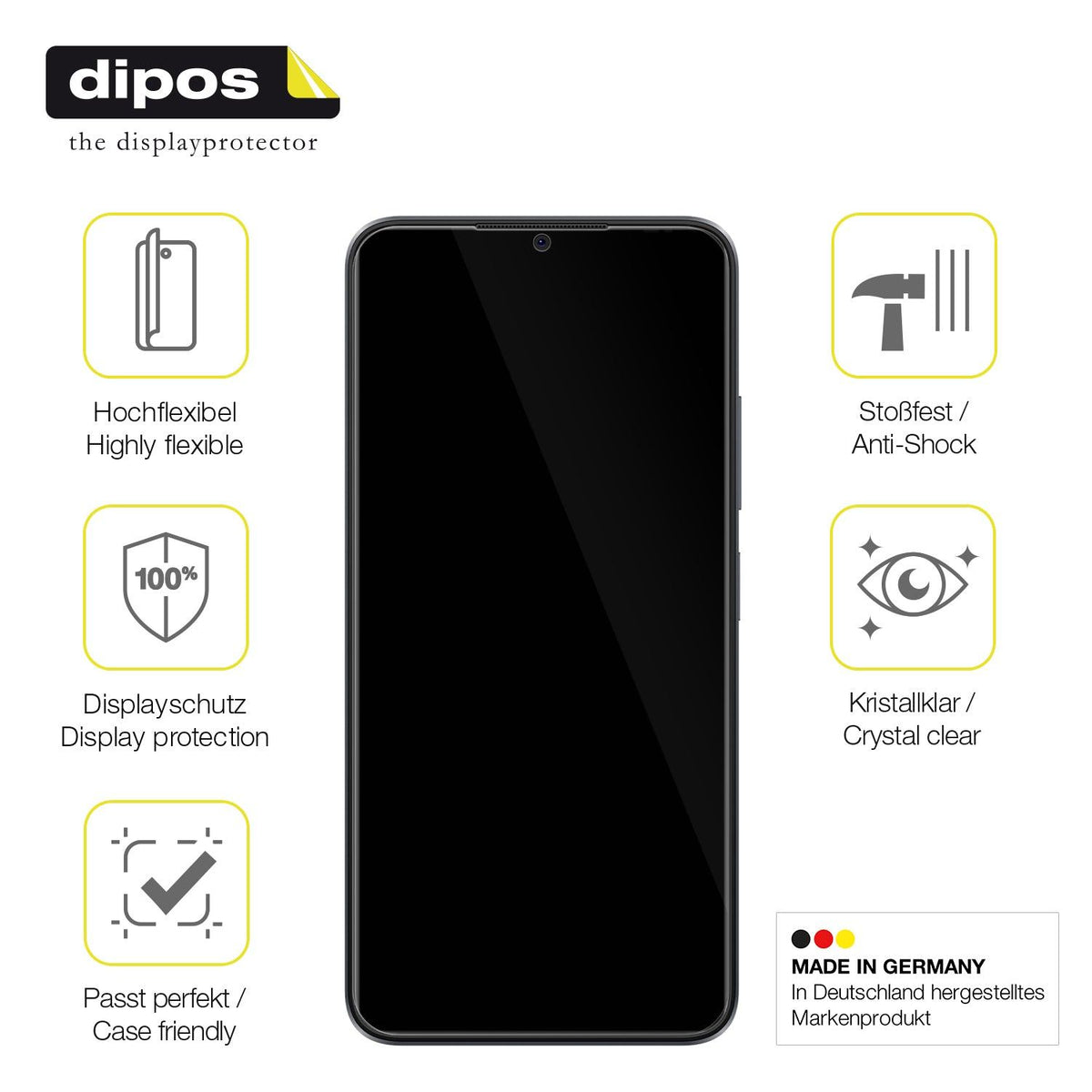 2x 3D Full Cover Schutzfolie für ZTE Blade A54 4G