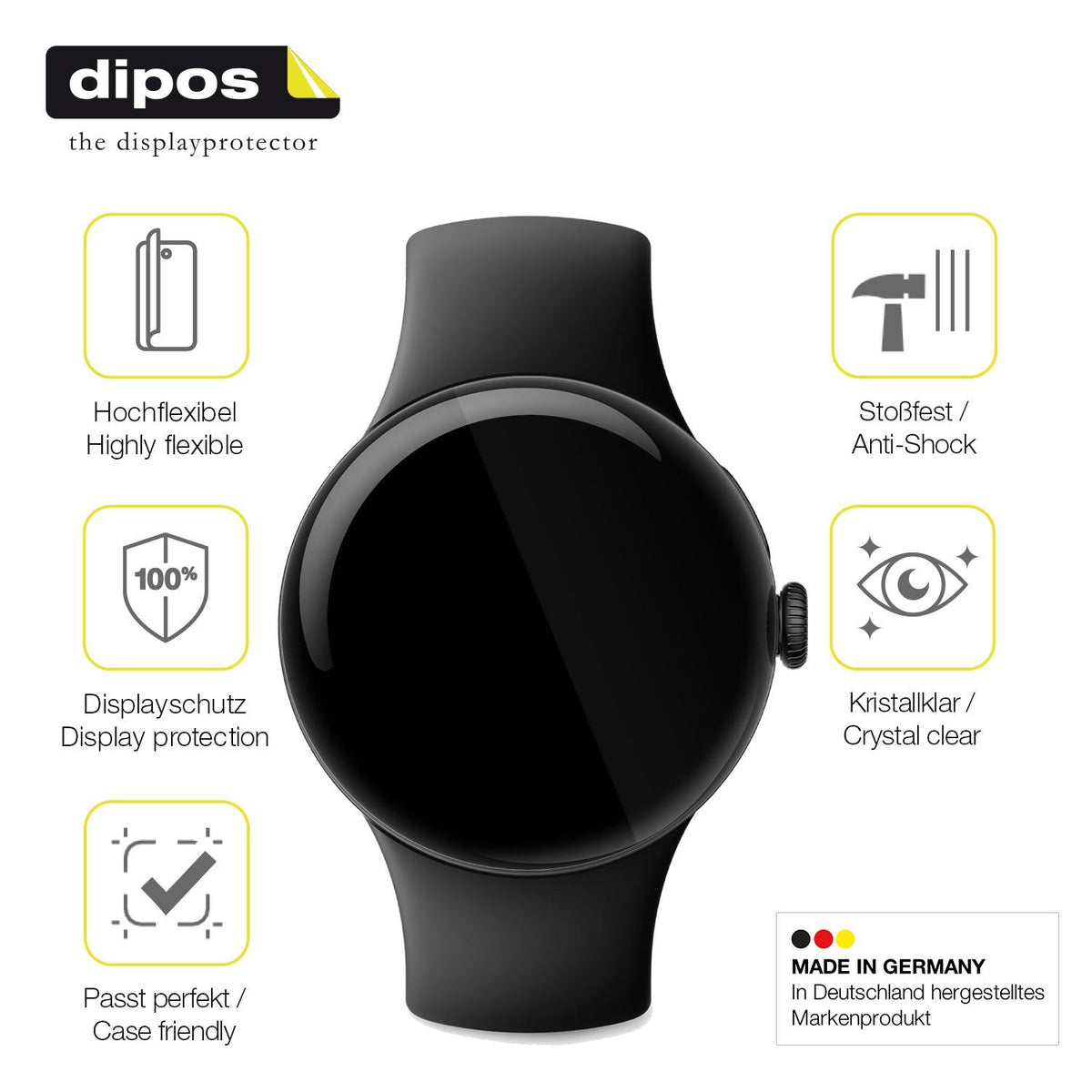 2x 3D Full Cover Schutzfolie für Google Pixel Watch 1