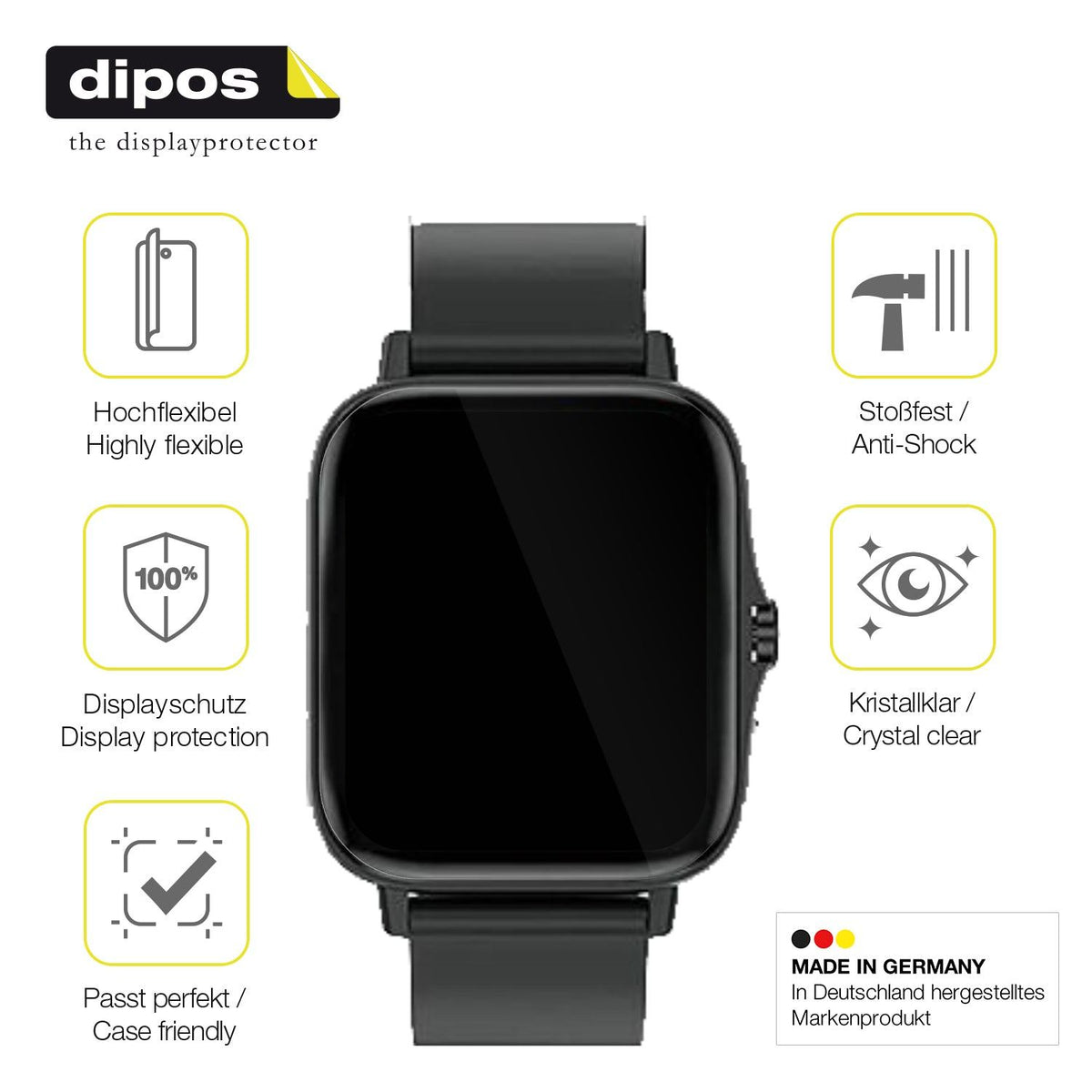 3x 3D Full Cover Schutzfolie für Kaseemi 1,7 Zoll Smartwatch