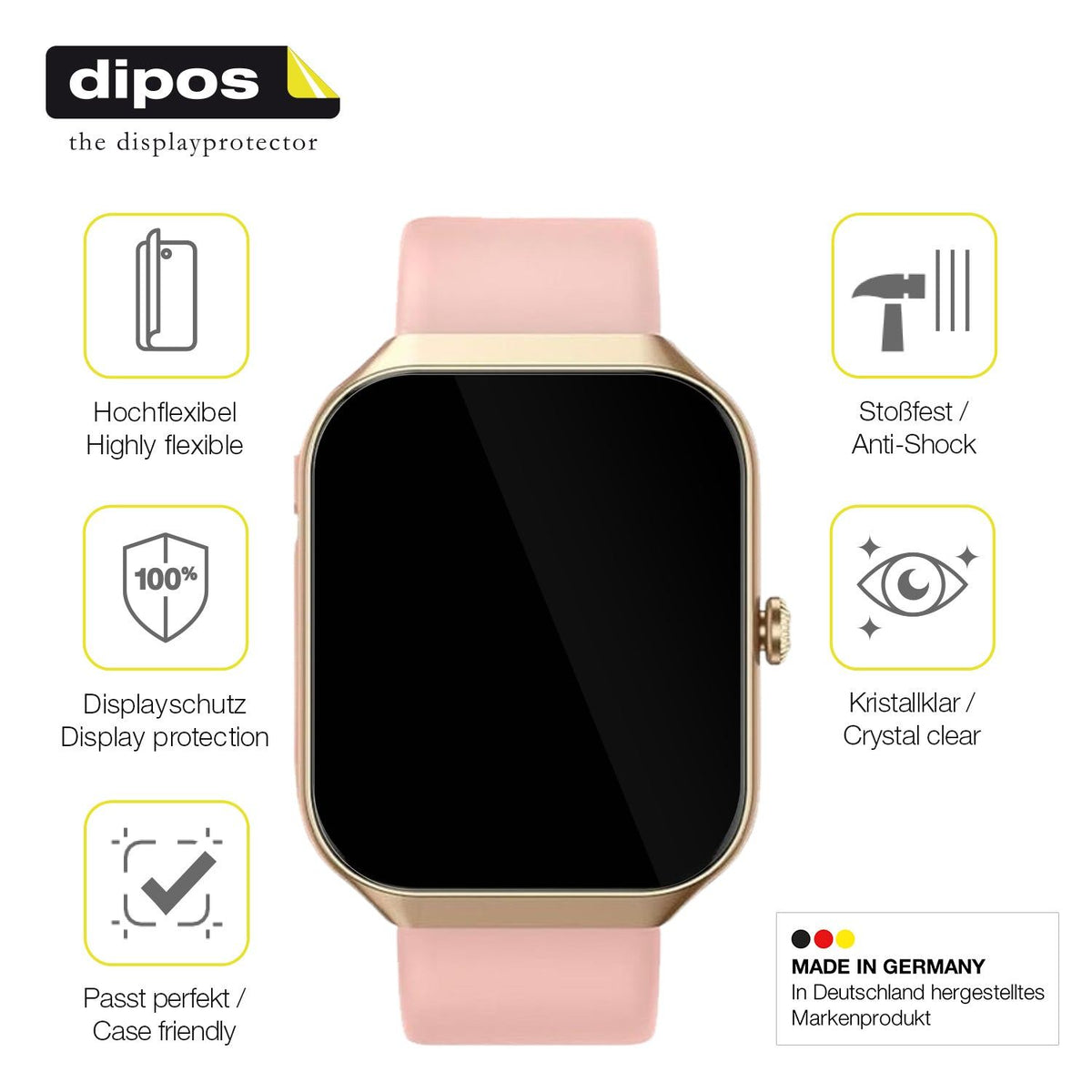 2x 3D Full Cover Schutzfolie für Walkbee Smartwatch 1.96 Zoll