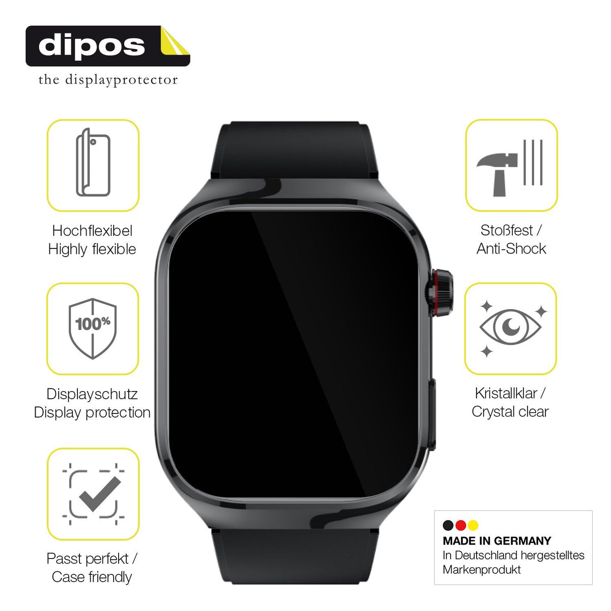 2x 3D Full Cover Schutzfolie für TK 16 Smartwatch 2.04 Zoll