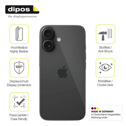 2x 3D Full Cover Schutzfolie für Apple iPhone 16 Rückseite