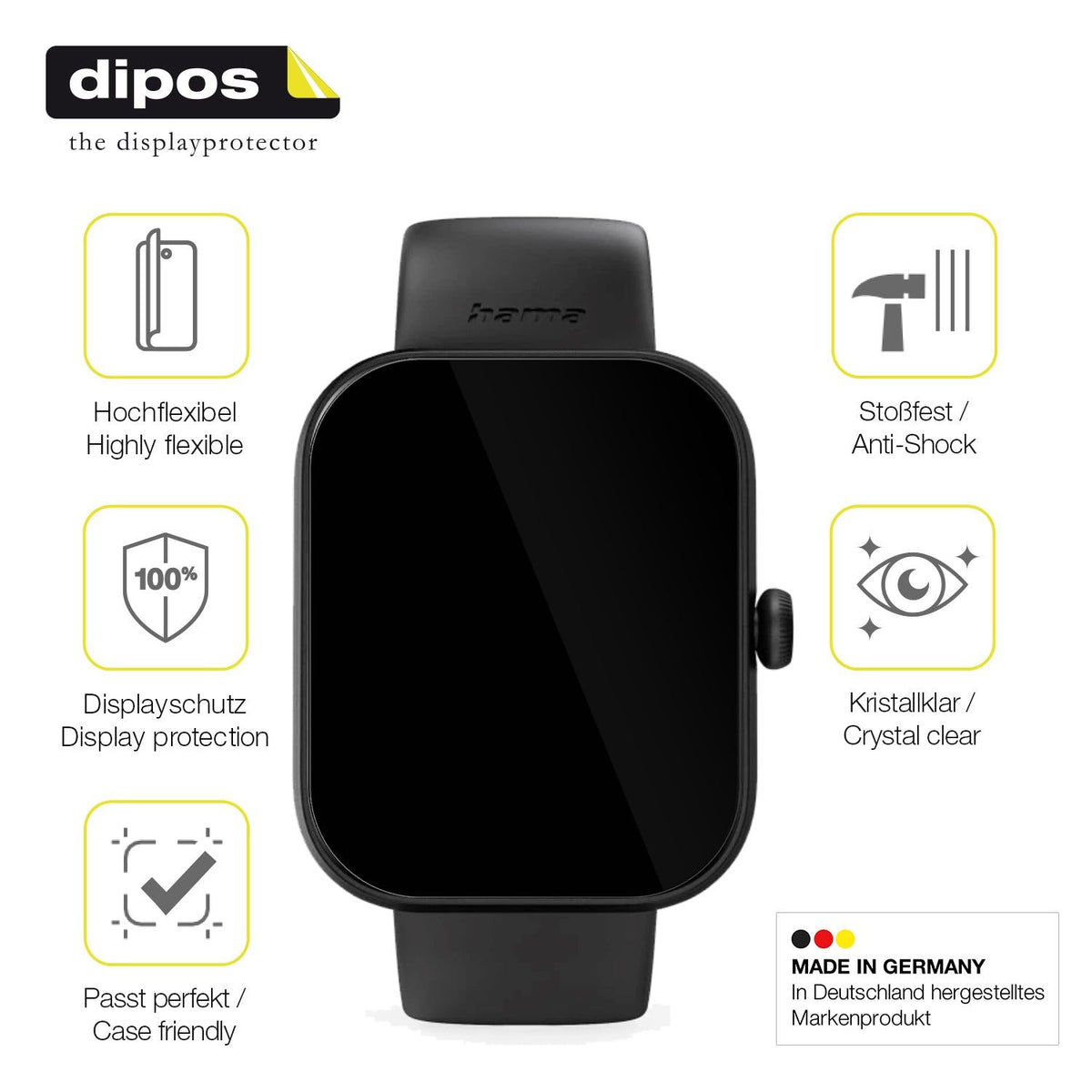 2x 3D Full Cover Schutzfolie für Hama Fit Watch 5000