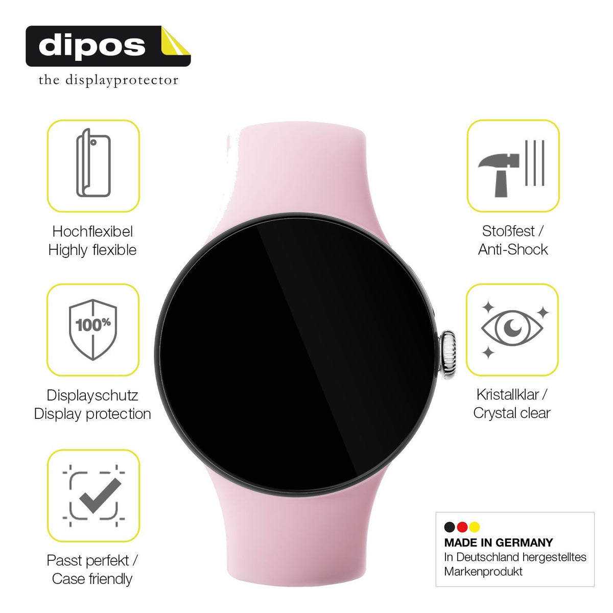 2x 3D Full Cover Schutzfolie für Google Pixel Watch 3 41mm