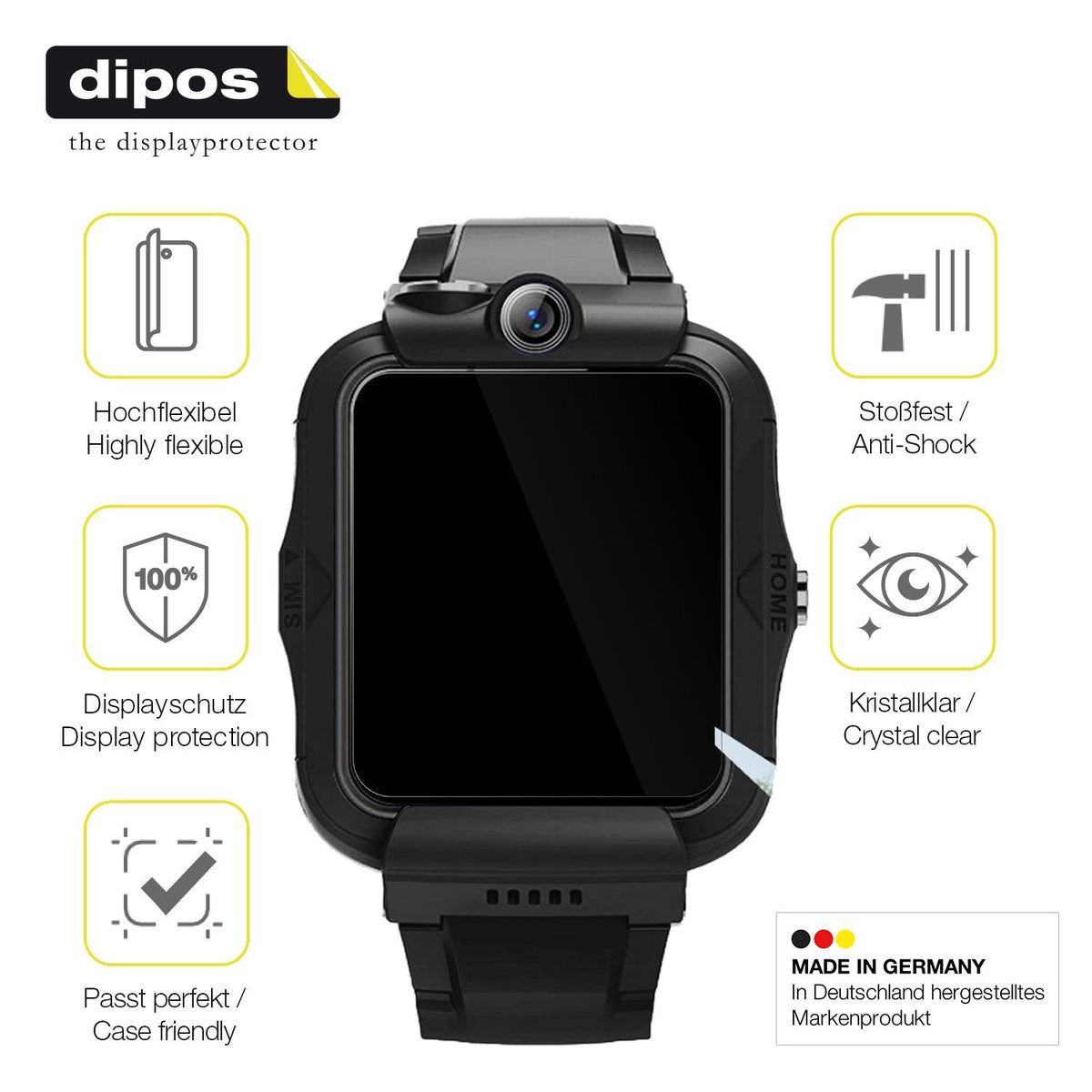 2x 3D Full Cover Schutzfolie für DDIOYIUR Kinder Smartwatch