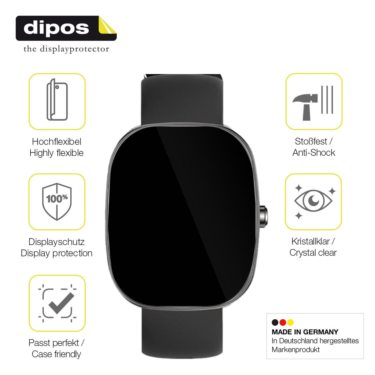 2x 3D Full Cover Schutzfolie für UPDEI S5 Smartwatch 1.83 Zoll