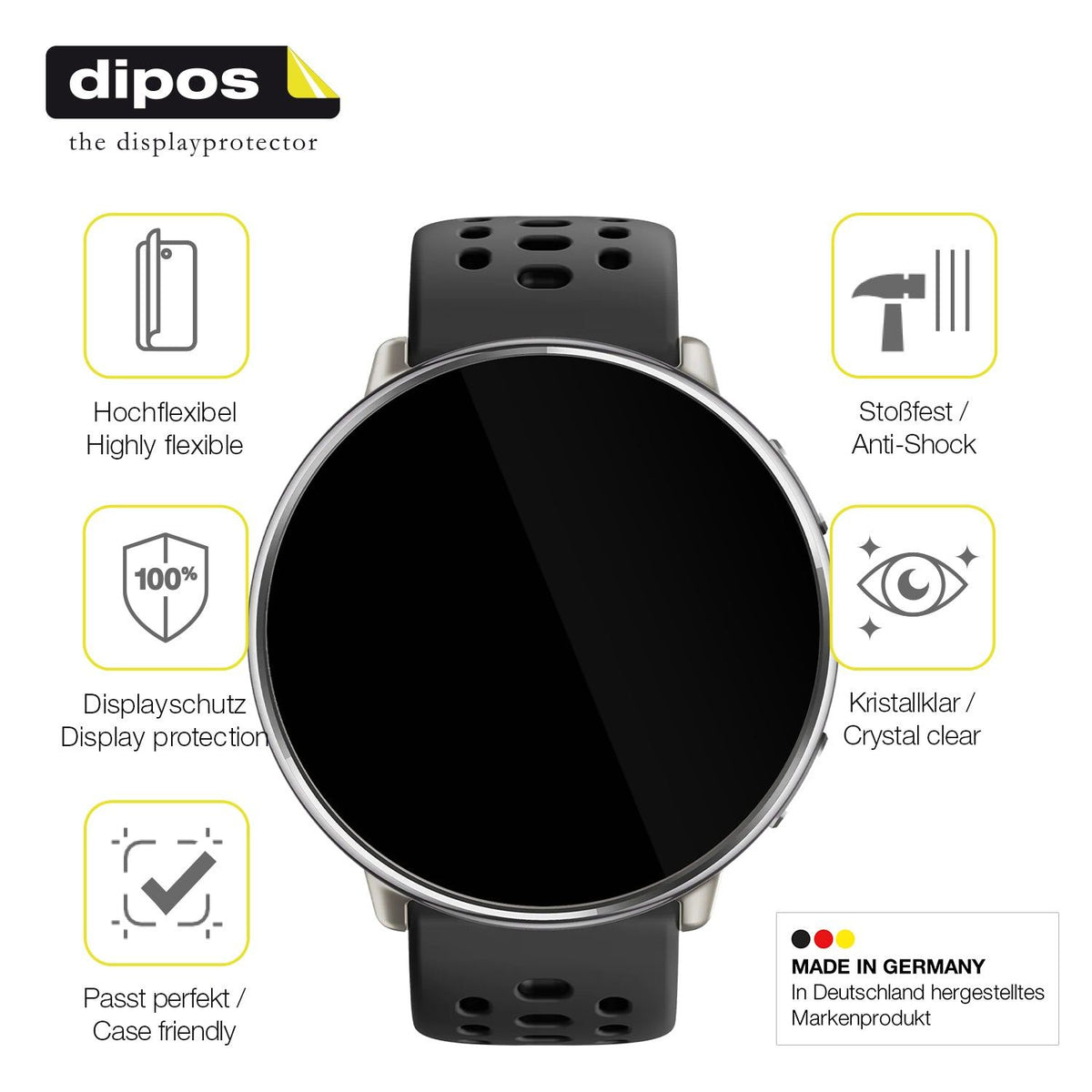 2x 3D Full Cover Schutzfolie für Amazfit Active 2