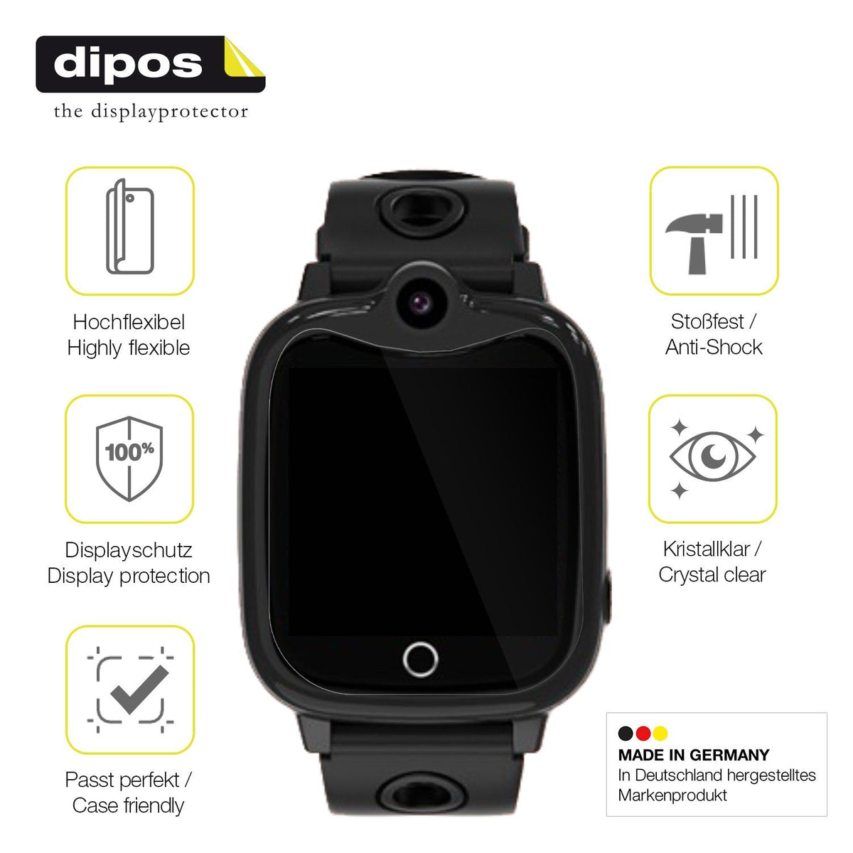 2x 3D Full Cover Schutzfolie für jiangshu Smartwatch Kinder 4G