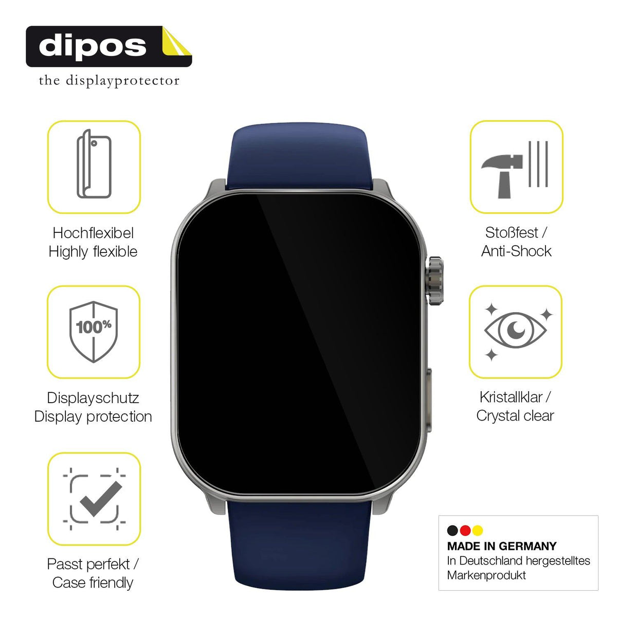 2x 3D Full Cover Schutzfolie für GARD PRO Health Smartwatch 3 41mm