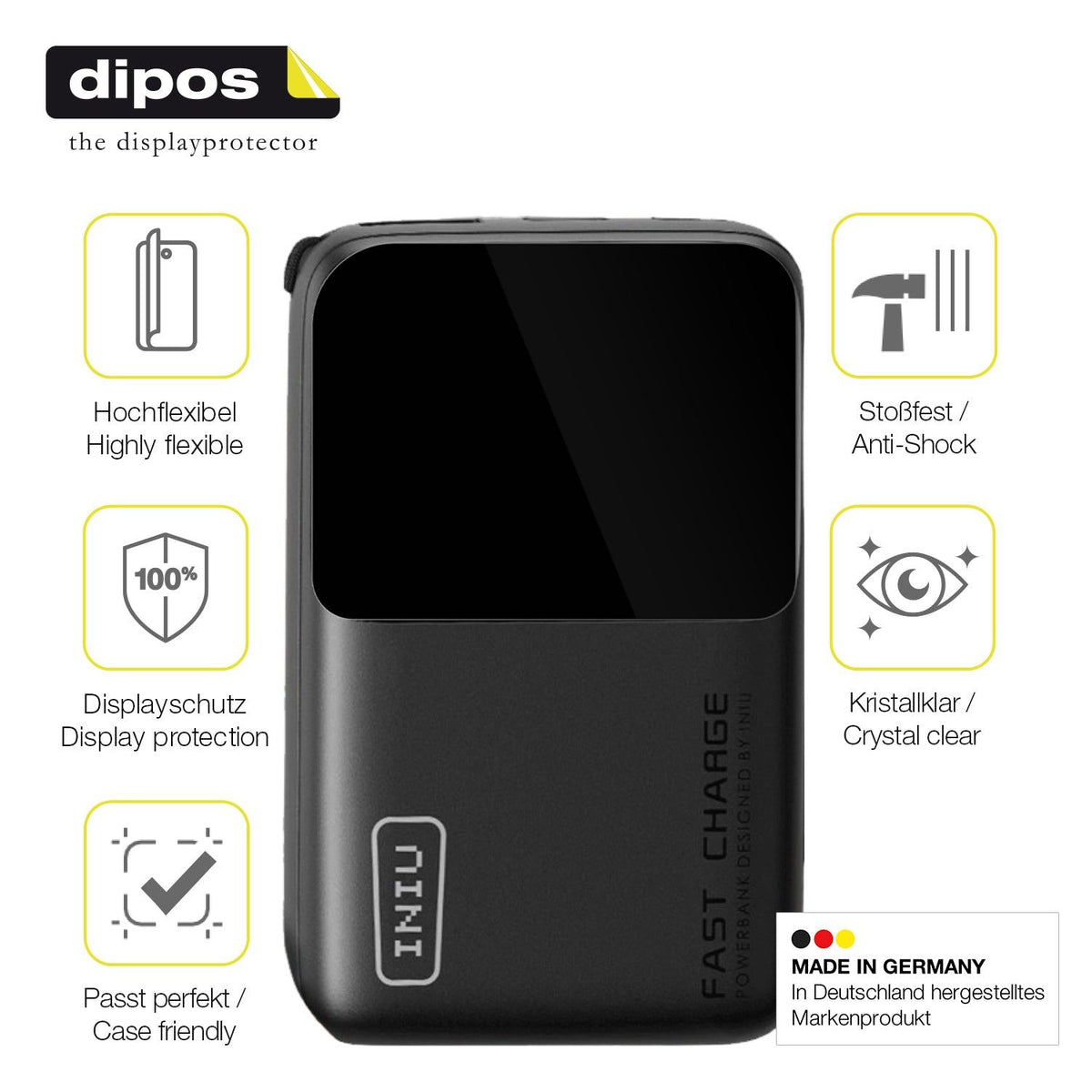 2x 3D Full Cover Schutzfolie für INIU Carry P50-E1