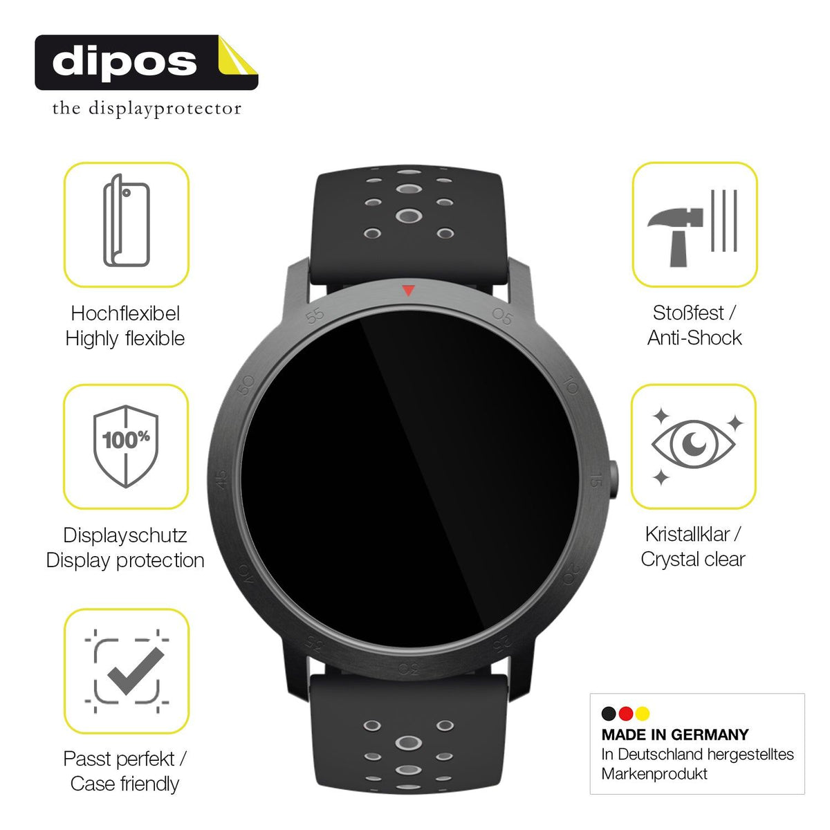 2x 3D Full Cover Schutzfolie für Withings Steel HR 36mm