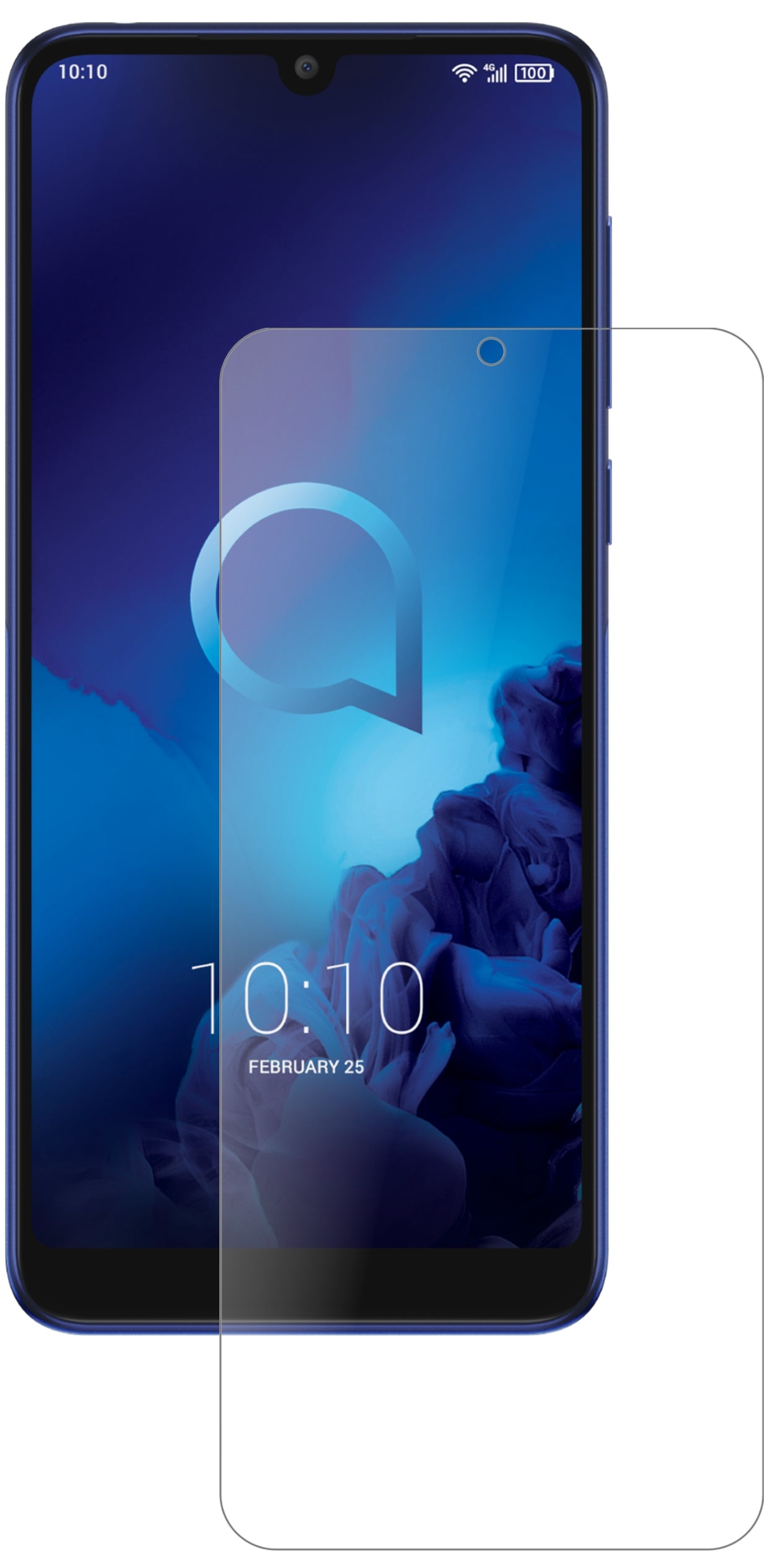 Alcatel3L mit aufgebrachter dipos Panzerfolie, die lästige Fingerabdrücke minimiert