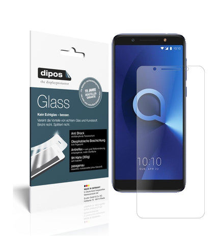 Alcatel3X mit aufgebrachter dipos Panzerfolie, die lästige Fingerabdrücke minimiert
