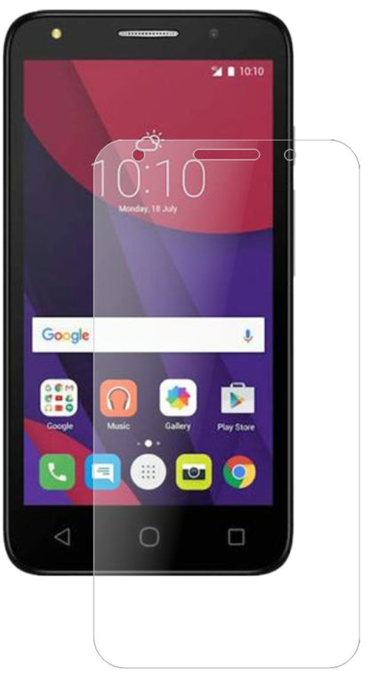 AlcatelPixi 4 mit aufgebrachter dipos Panzerfolie, die lästige Fingerabdrücke minimiert