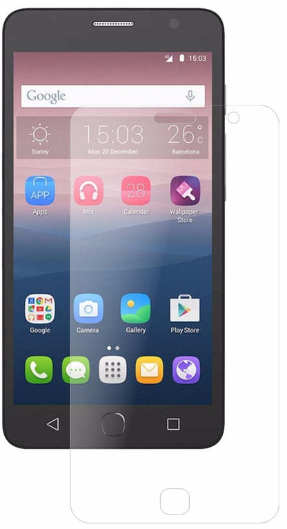 AlcatelPop Star mit aufgebrachter dipos Panzerfolie, die lästige Fingerabdrücke minimiert