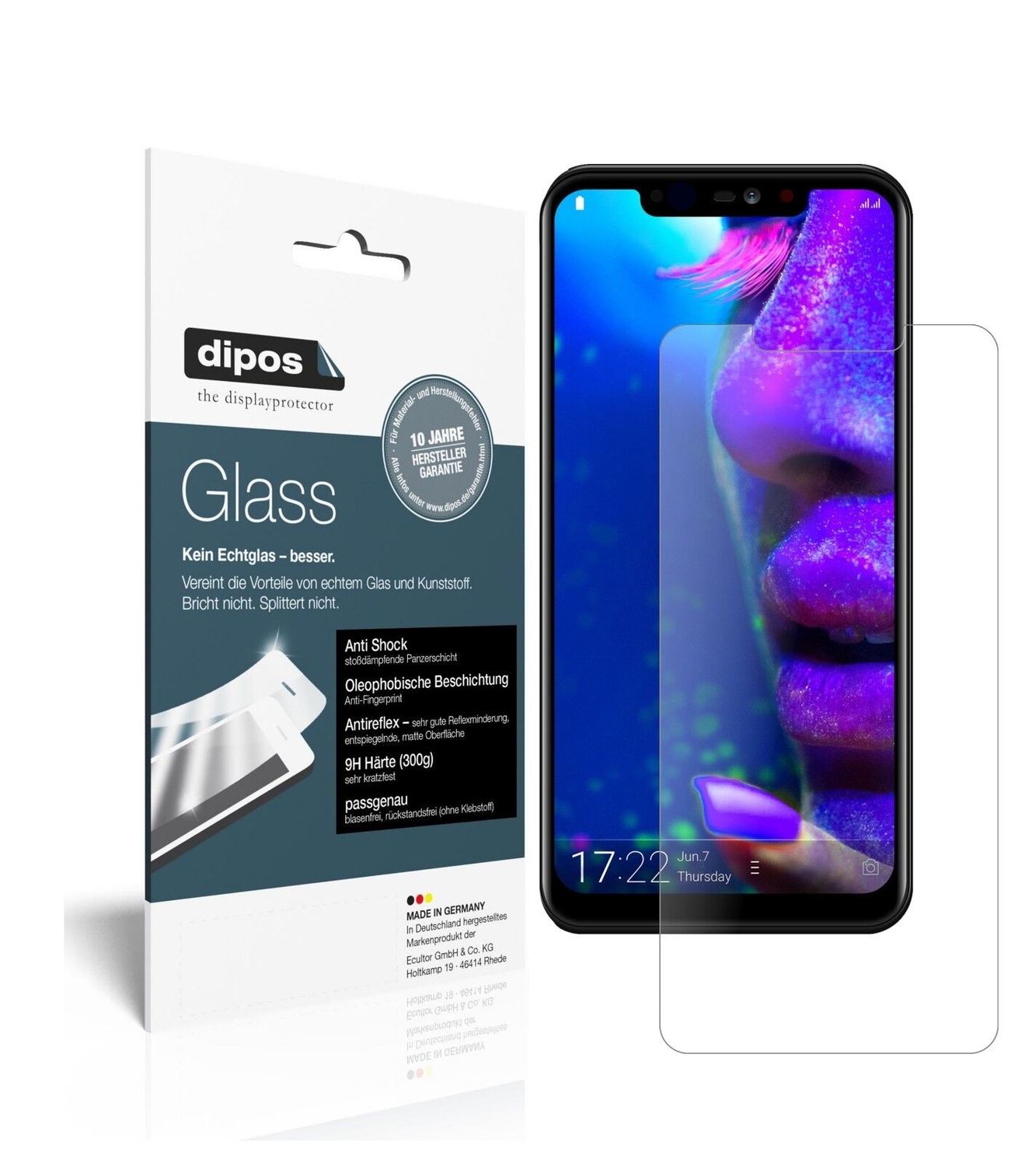 AllviewSoul X5 Pro mit aufgebrachter dipos Panzerfolie, die lästige Fingerabdrücke minimiert