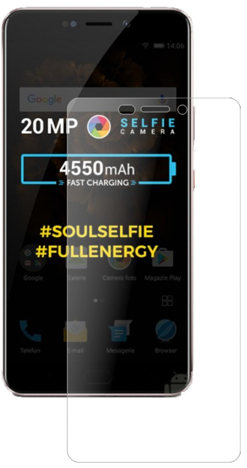 AllviewX4 Soul Xtreme mit aufgebrachter dipos Panzerfolie, die lästige Fingerabdrücke minimiert