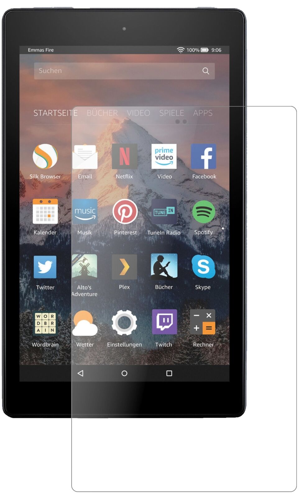 Matte Displayschutzfolie von dipos passend für Amazon Fire HD 8 (2018), 9H kratzfest und blasenfrei montiert