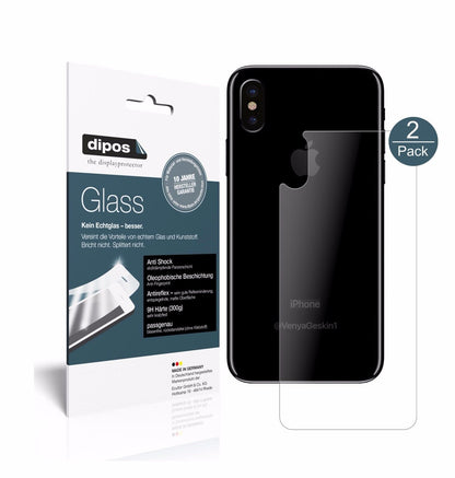 AppleiPhone X Rückseite mit aufgebrachter dipos Panzerfolie, die lästige Fingerabdrücke minimiert