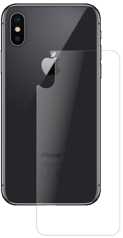 AppleiPhone XS Rückseite mit aufgebrachter dipos Panzerfolie, die lästige Fingerabdrücke minimiert