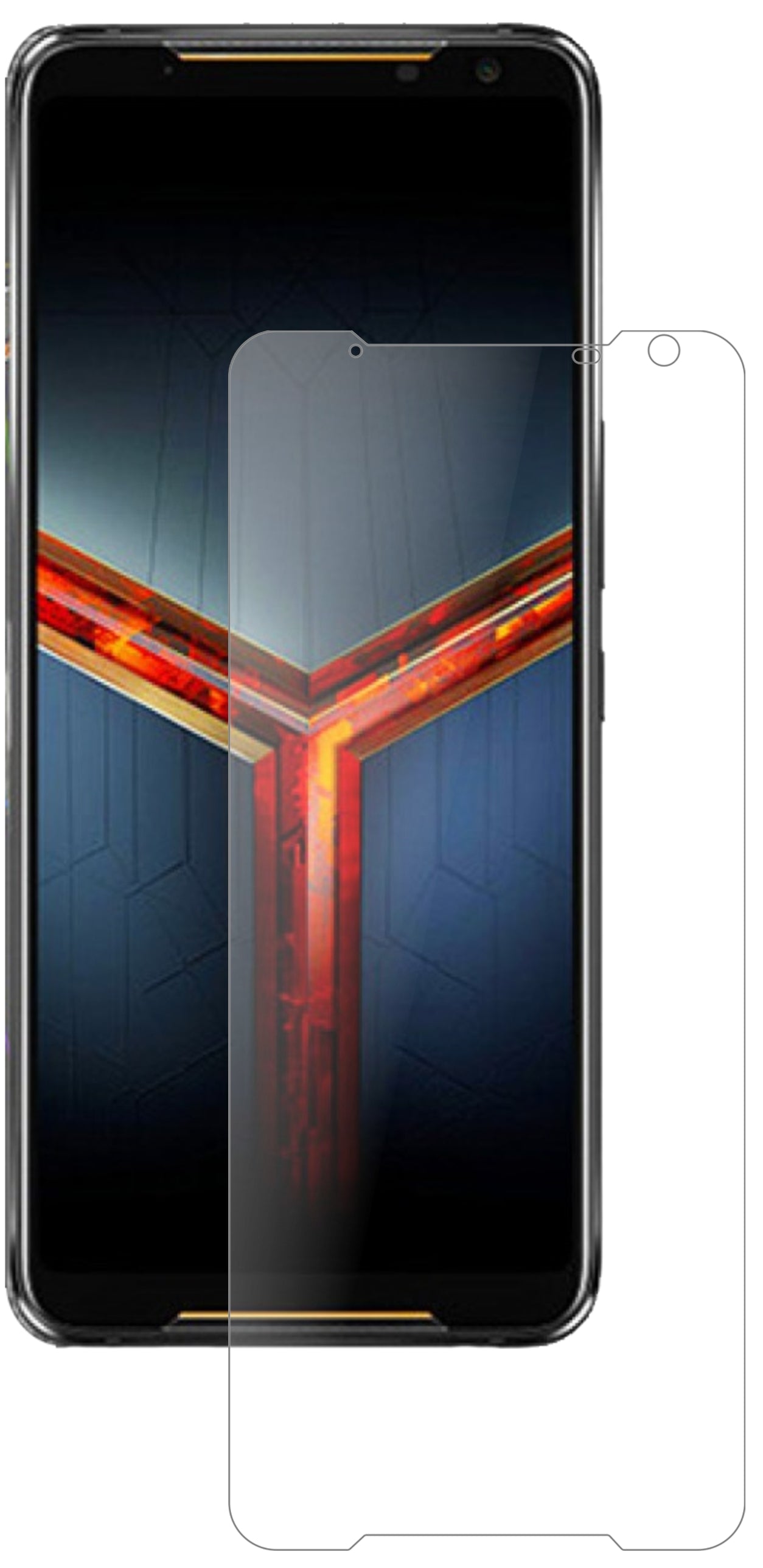 AsusROG Phone 2 mit aufgebrachter dipos Panzerfolie, die lästige Fingerabdrücke minimiert