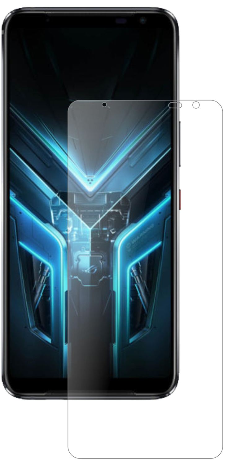 AsusROG Phone 3 mit aufgebrachter dipos Panzerfolie, die lästige Fingerabdrücke minimiert