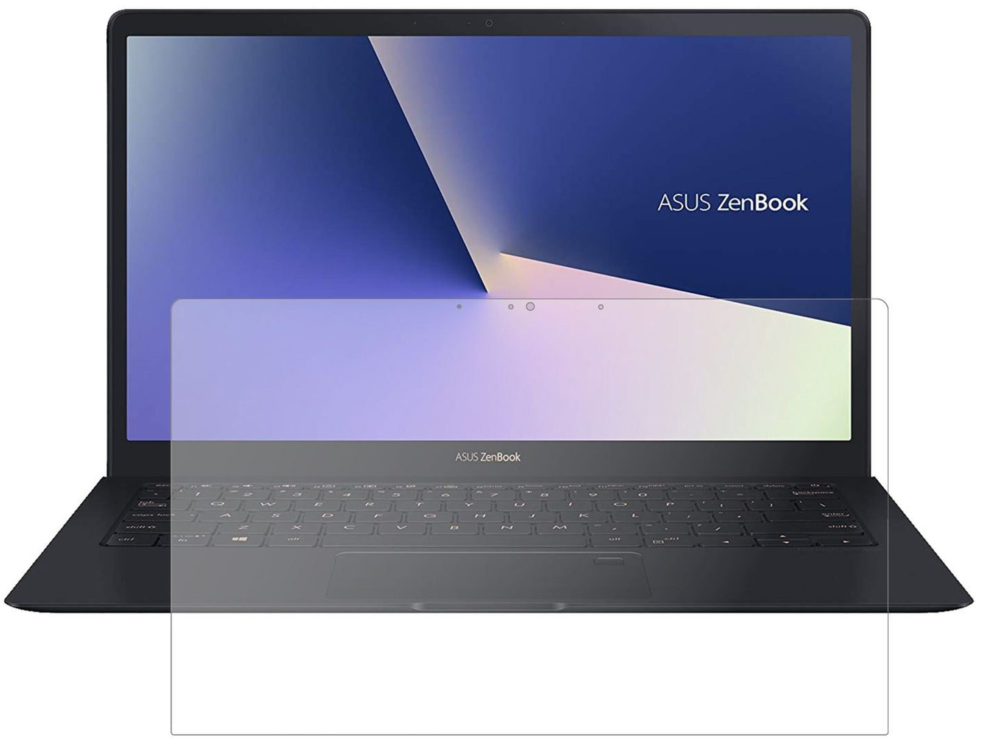 AsusZenBook S UX391UA mit aufgebrachter dipos Panzerfolie, die lästige Fingerabdrücke minimiert