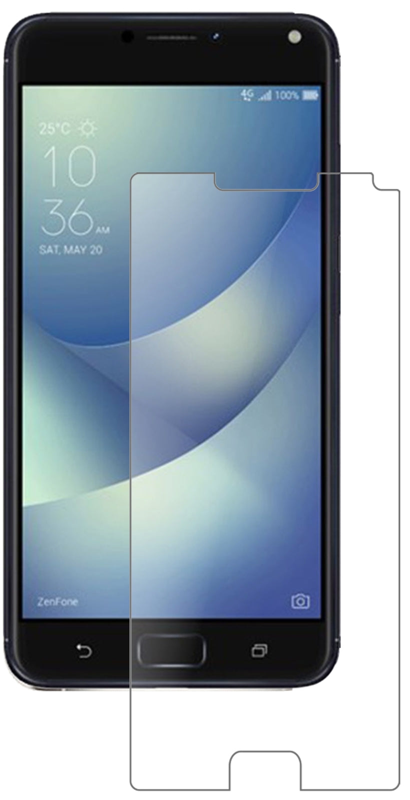 AsusZenfone 4 Max 5,2 Zoll ZC520KL mit aufgebrachter dipos Panzerfolie, die lästige Fingerabdrücke minimiert