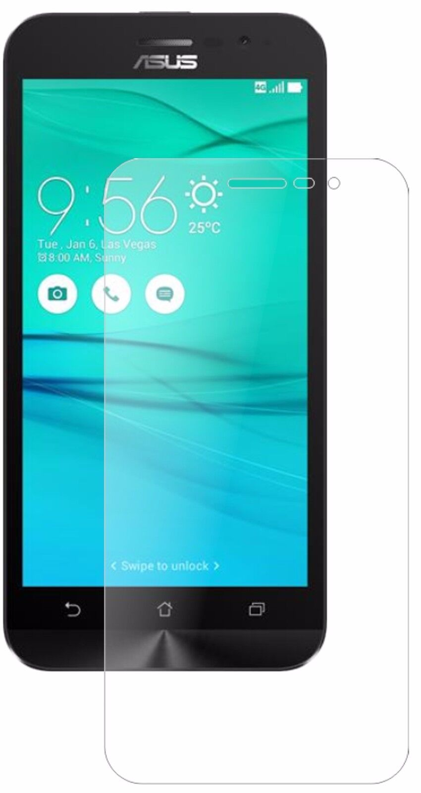 AsusZenfone Go (2017) mit aufgebrachter dipos Panzerfolie, die lästige Fingerabdrücke minimiert