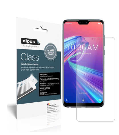 AsusZenFone Max Pro (M2) mit aufgebrachter dipos Panzerfolie, die lästige Fingerabdrücke minimiert